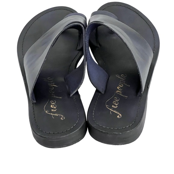 Free People Sandals Leather Loop‎ Toe Black Wash Slide Abilene EU 36 - Picture 3 of 14